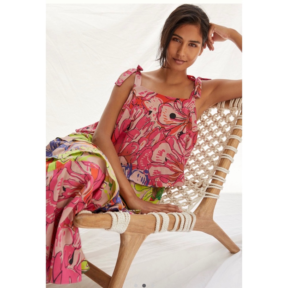 Anthropologie Ruffled Floral Maxi Dress